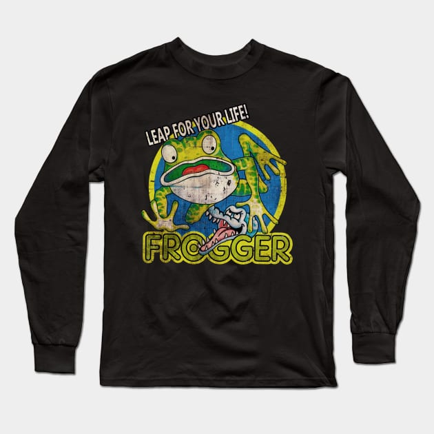 Frogger Leap For Your Life // 1980s Arcade Long Sleeve T-Shirt by Kiranamaraya